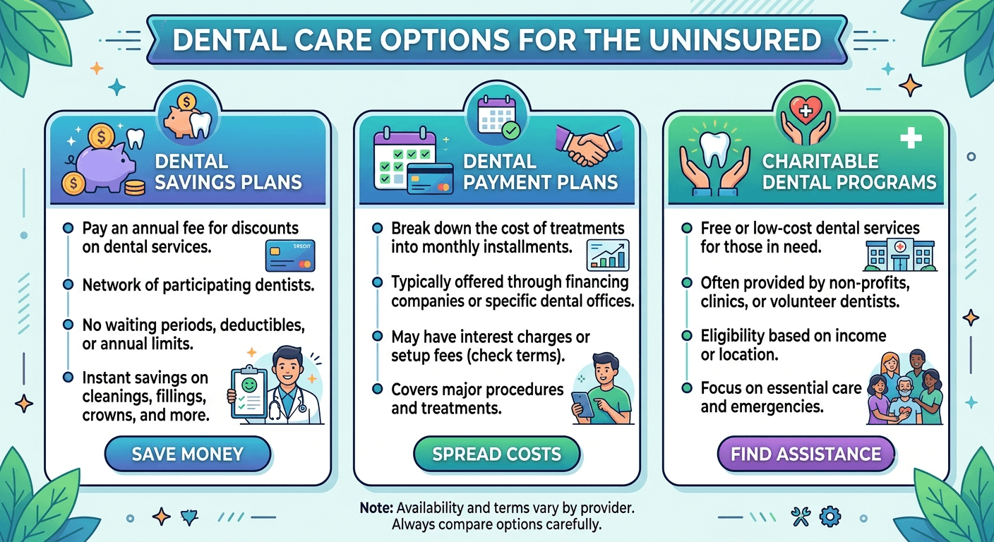 Options when you have a toothache and no dental insurance